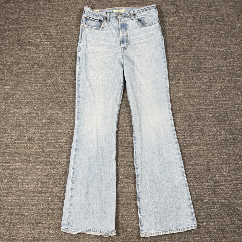 Levis Ribcage Boot Jeans Women 30 Light Wash Bootcut Premium Denim Western Ranch